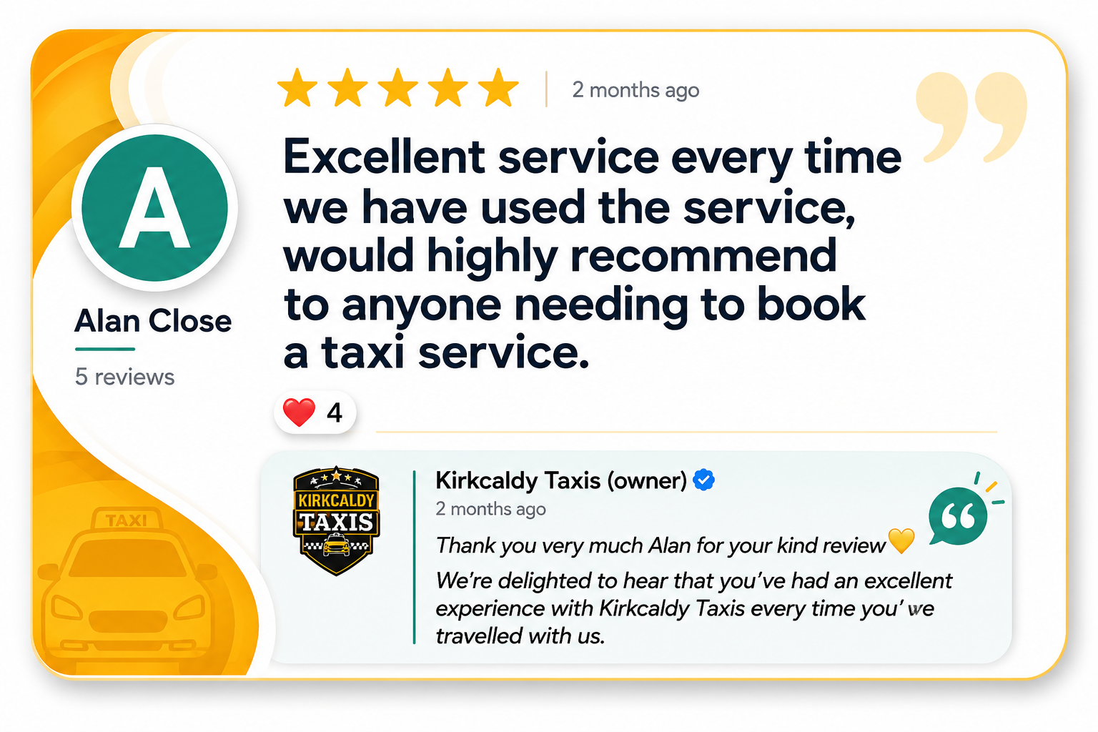 Kirkcaldy Taxis local taxi service in Fife